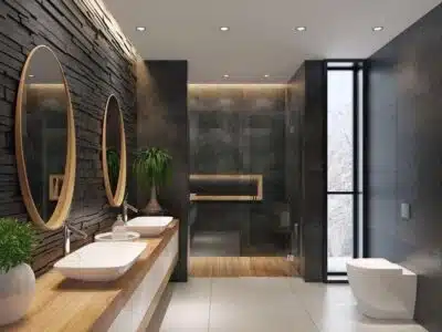 Petite salle de bain noir et bois : idées de décoration pour un espace chic et moderne