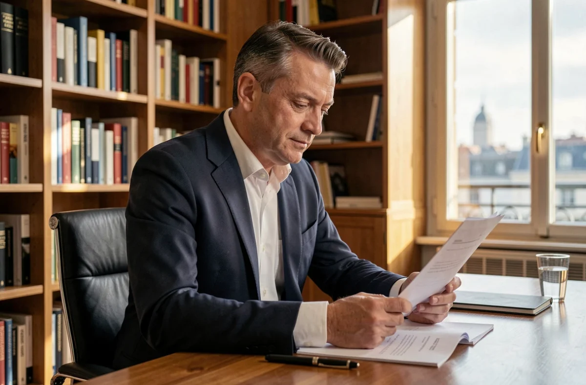 Portrait professionnel d'Aliou Mara en costume sombre dans un bureau parisien moderne, illustrant sa carrière et sa personnalité publique