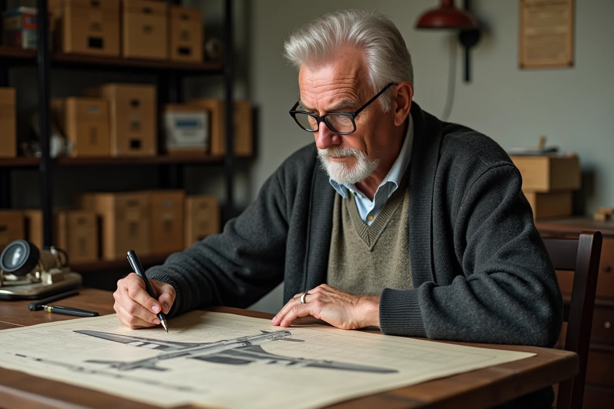 Homme passionne d aviation et plans Bf 109 G