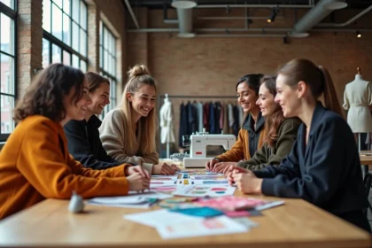 Groupe de designers de mode en atelier créatif