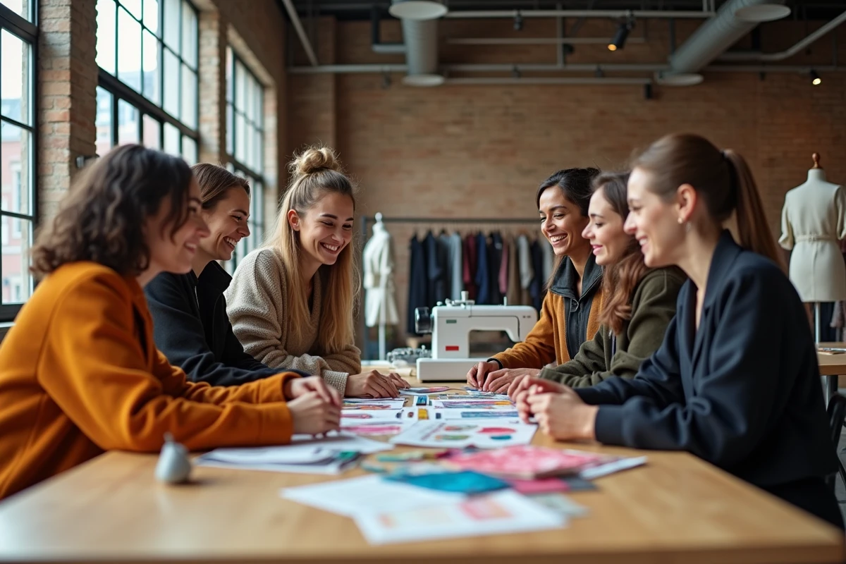 Groupe de designers de mode en atelier créatif