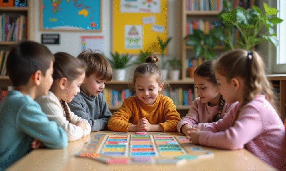 Groupe d'enfants d'école primaire jouant ensemble