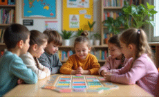 Groupe d'enfants d'école primaire jouant ensemble