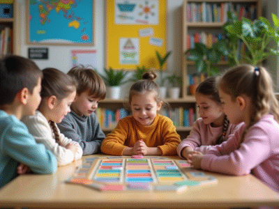 Groupe d'enfants d'école primaire jouant ensemble