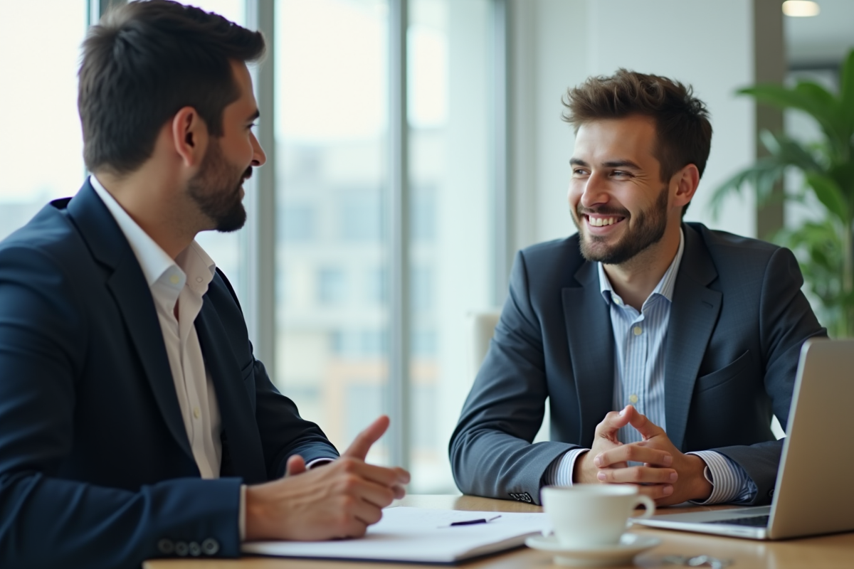 Jeune professionnel confiant en entretien de carrière
