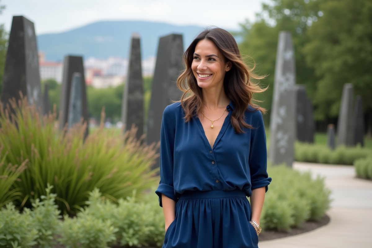 Esmeralda Vasconcelos dans un parc botanique en extérieur