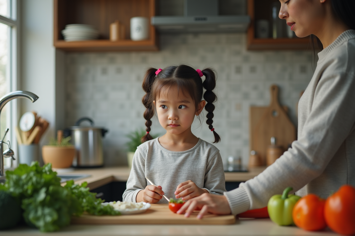 Fille adolescente et nouvelle partenaire en cuisine