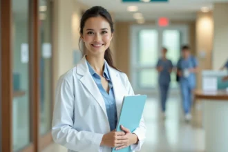 Infirmière portant une blouse médicale dans un hôpital
