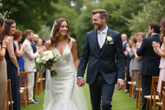 Couple heureux en pleine préparation de leur mariage