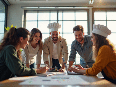 Groupe de jeunes professionnels dans un bureau lumineux