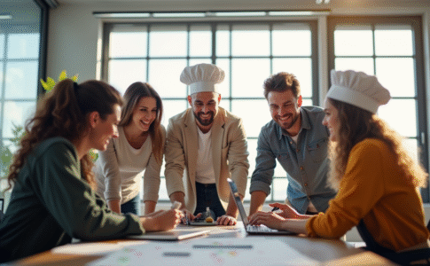 Groupe de jeunes professionnels dans un bureau lumineux