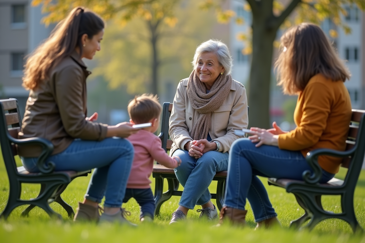 Groupe de soutien communautaire en plein air dans un parc