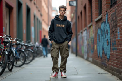 Jeune homme en streetwear décontracté en ville