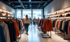 Intérieur lumineux d un magasin de mode moderne avec vêtements colorés