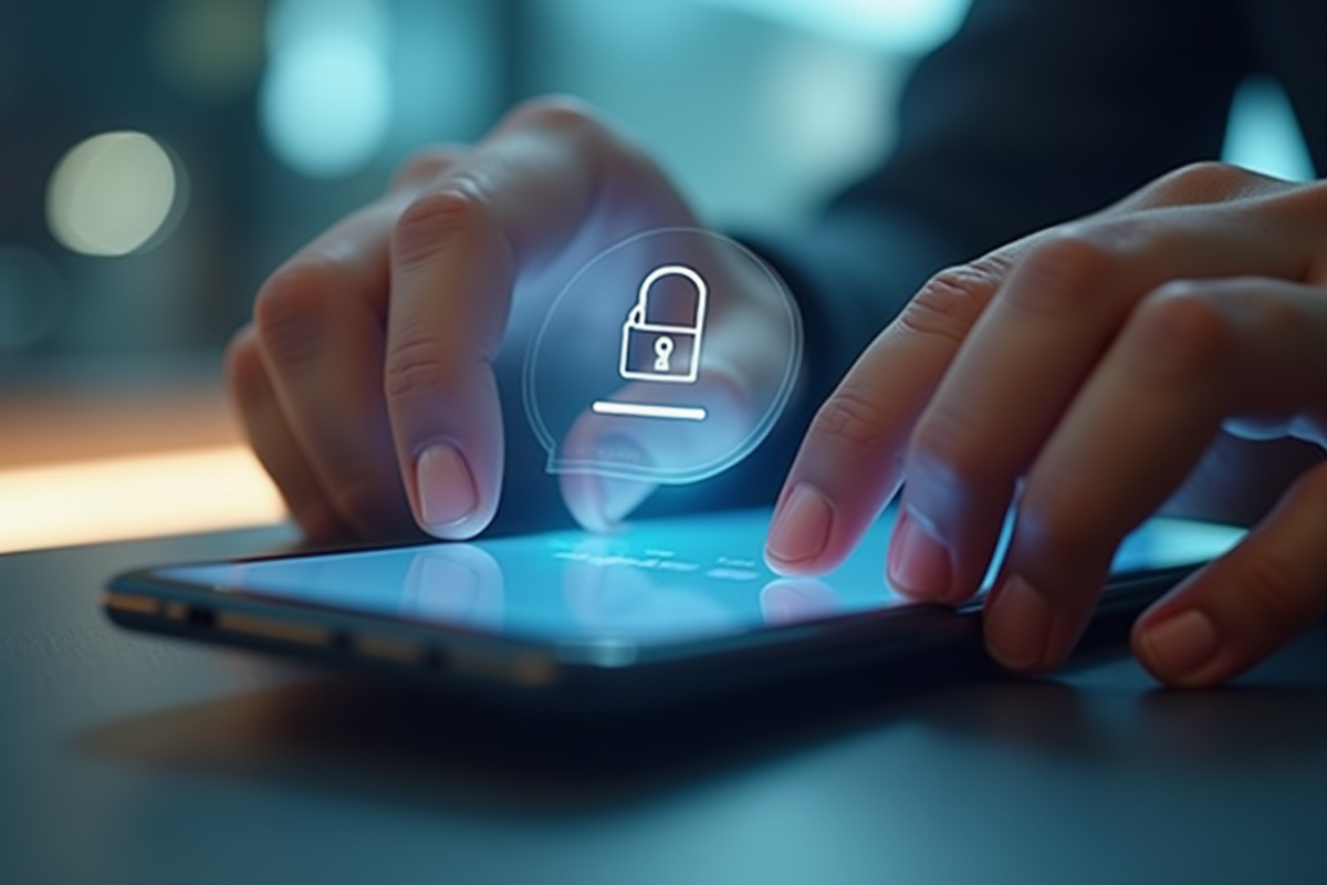 Mains utilisant un smartphone pour une connexion securisee