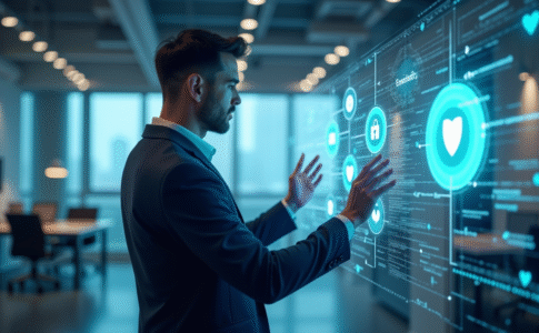 Professionnel informatique interactant avec un cadre de cybersécurité
